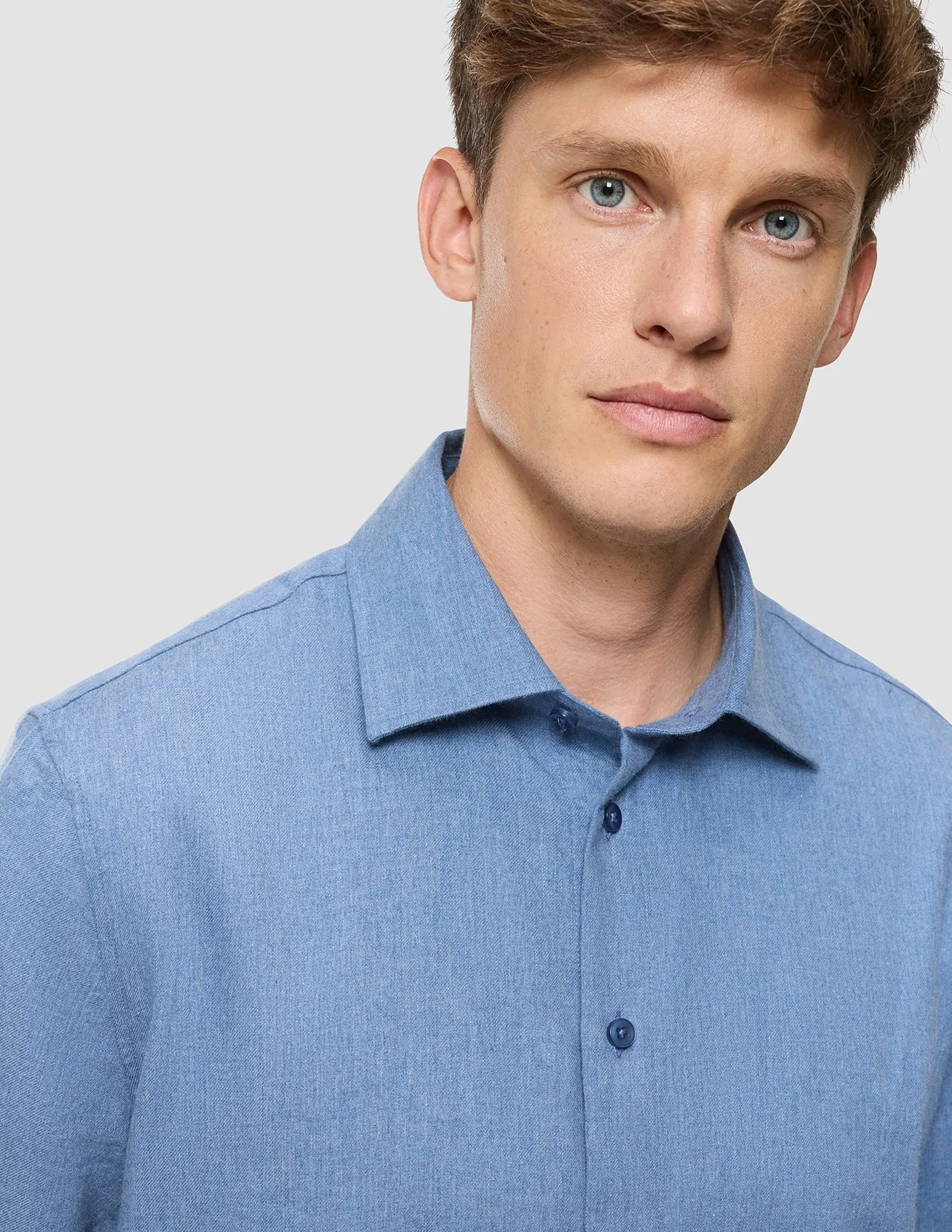 Soft Flannel Shirt Dusky Blue Smooth Finish Cruise Collection