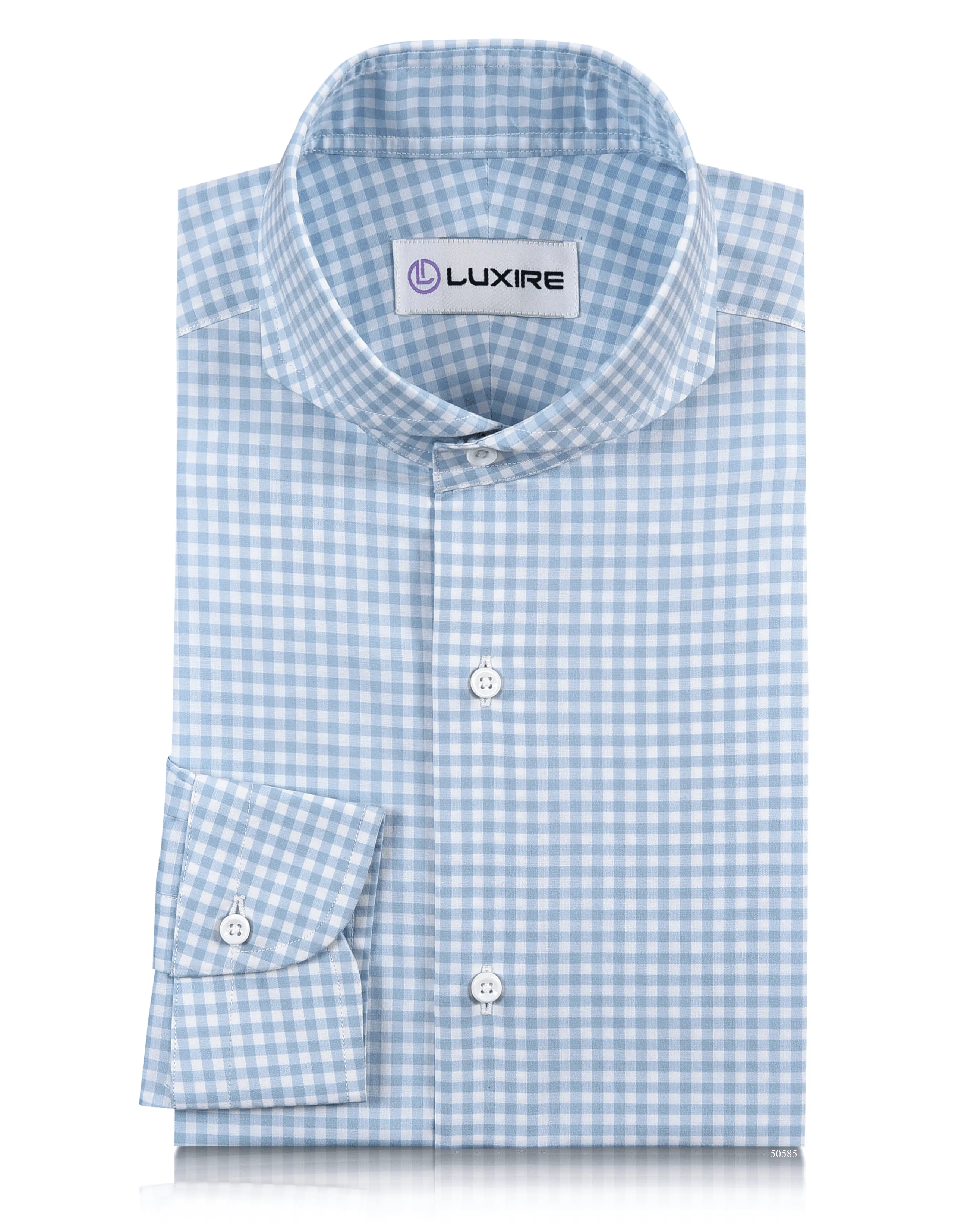 quick dry No Chafe Edging Soft Light Baby Blue Mini Gingham Shirt