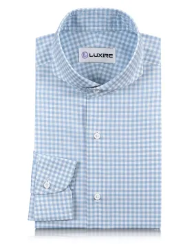 quick dry No Chafe Edging Soft Light Baby Blue Mini Gingham Shirt