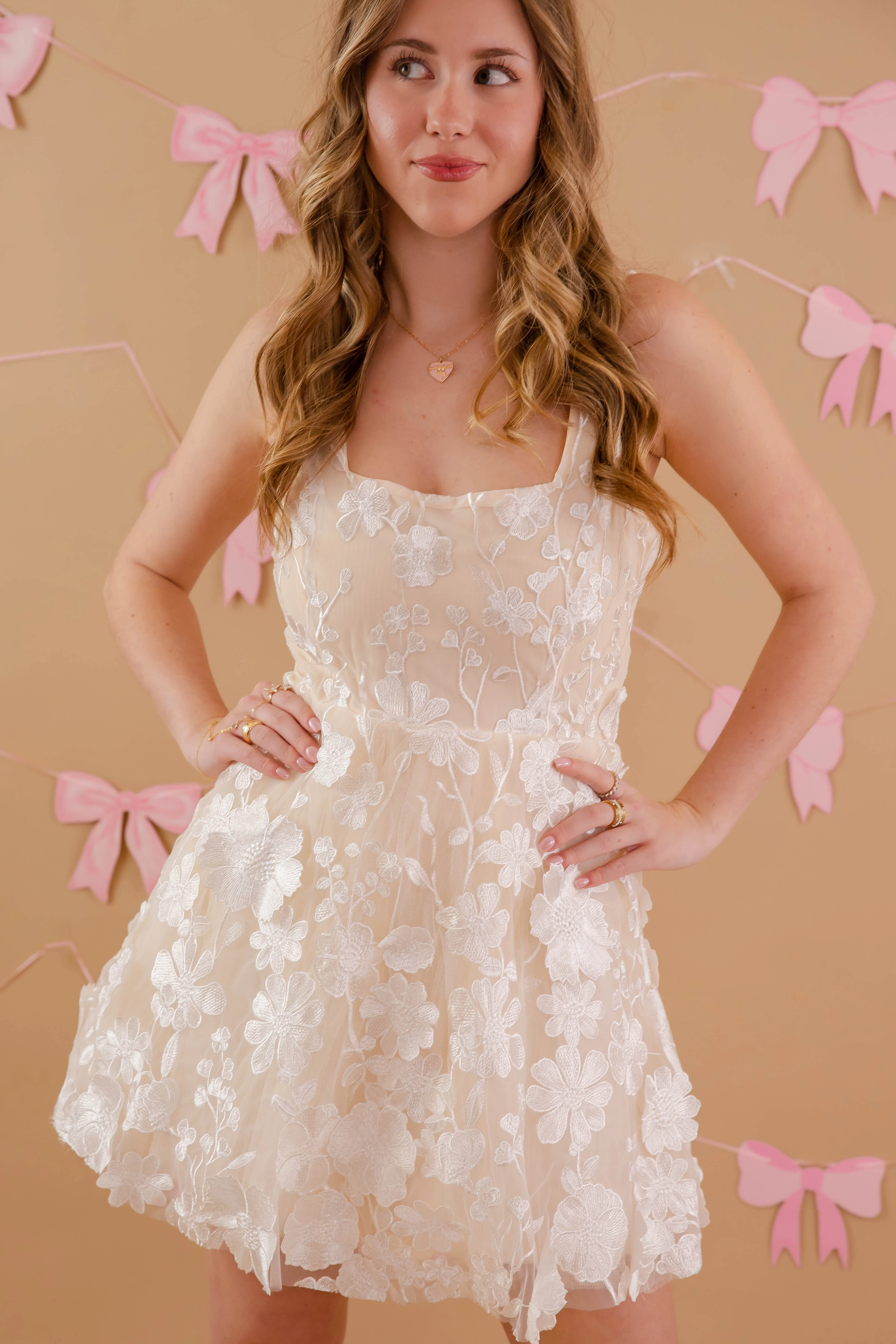 Easy Pairing Feels Like Forever 3D Flower Mini Dress