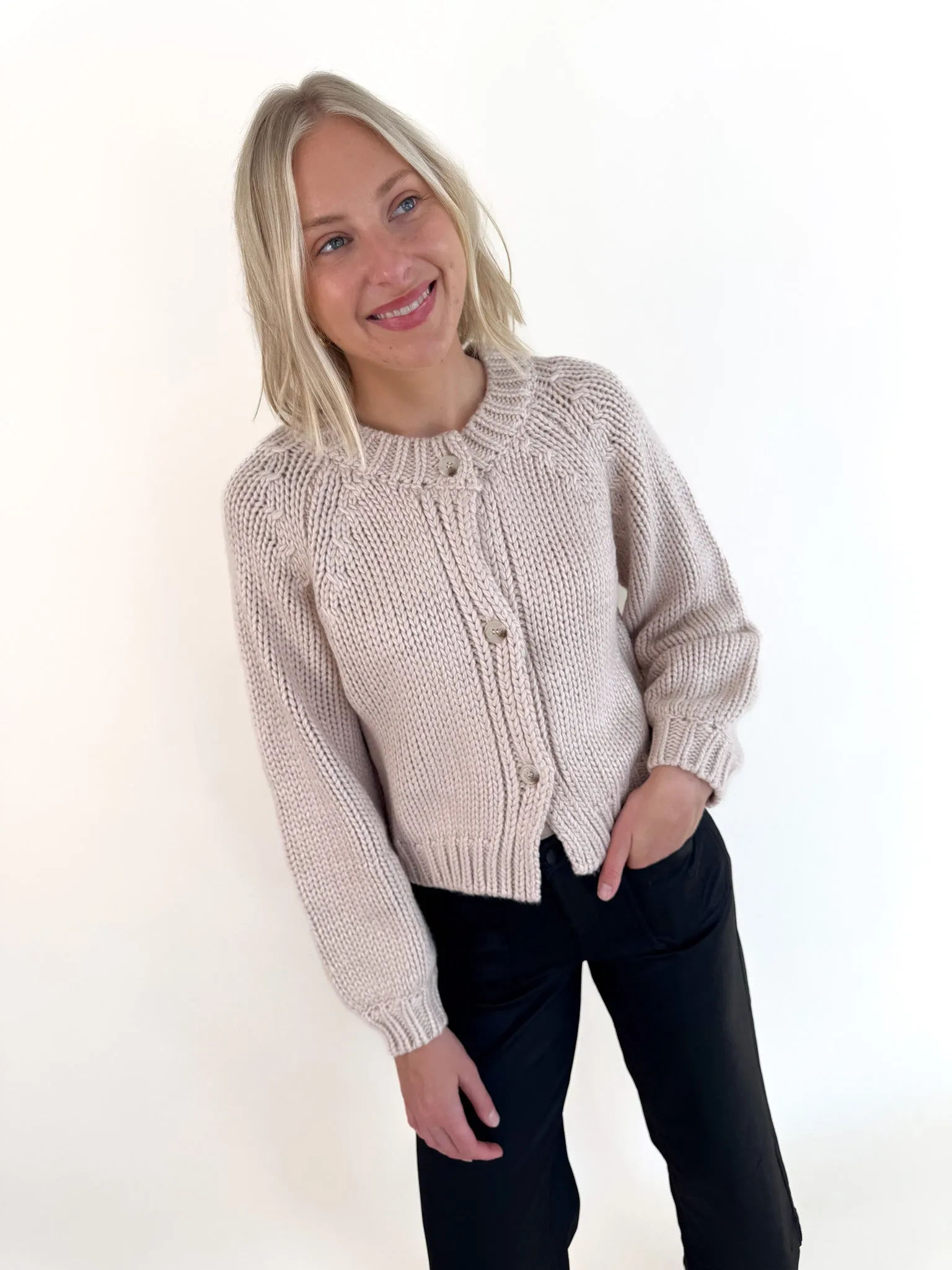 Dance More Buttoned Cardigan Brushed Interior Light Stretch Wear