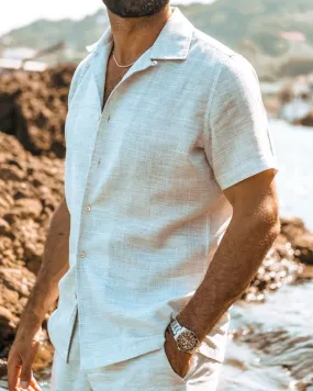 Mountain Escape Trendsetting Soft Washed Light Grey Camp Collar Shirt