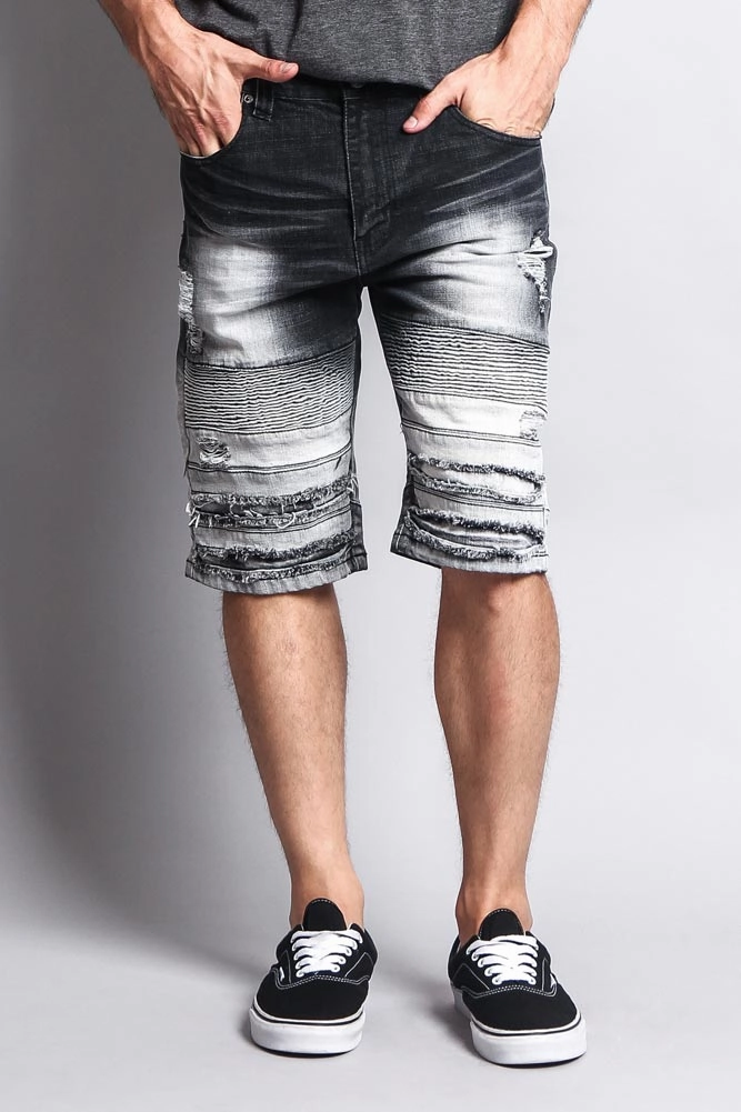 Gradation Wash Biker Shorts Laser Cut Perforations