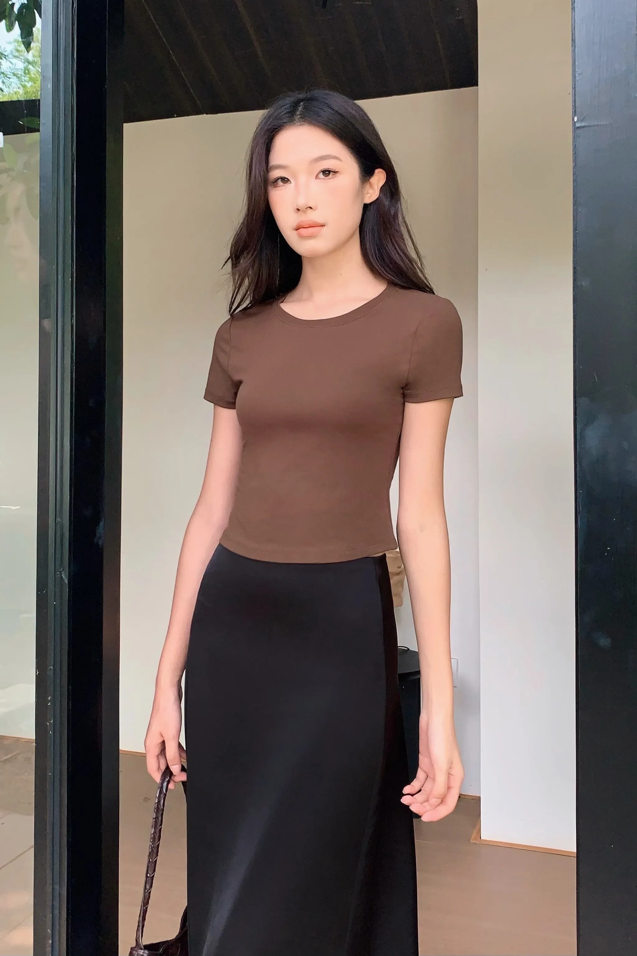 Softie Baby Tee Mocha Tailored Placket