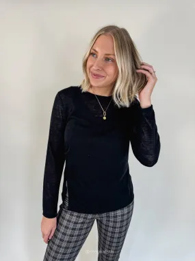 Something About Her Black Top Machine Washable Construction