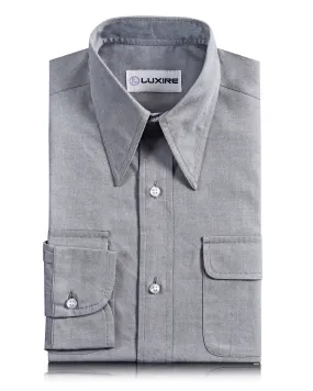 Sophisticated Look Grey Pinpoint Oxford Shirt