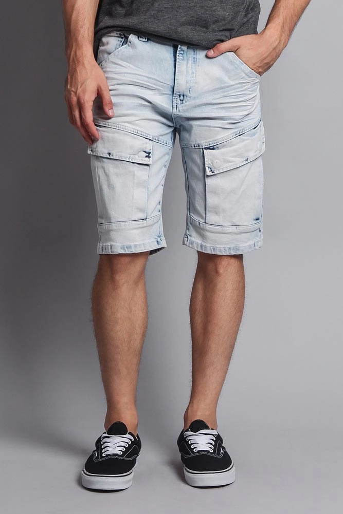 MachineWashable Perfect Comfort Fit Special Wash Front Cargo Pocket Denim Shorts