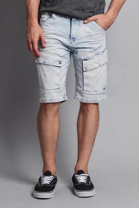 MachineWashable Perfect Comfort Fit Special Wash Front Cargo Pocket Denim Shorts