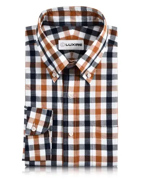 Zip Front Tropical theme Navy Mustard Macro Gingham Checks