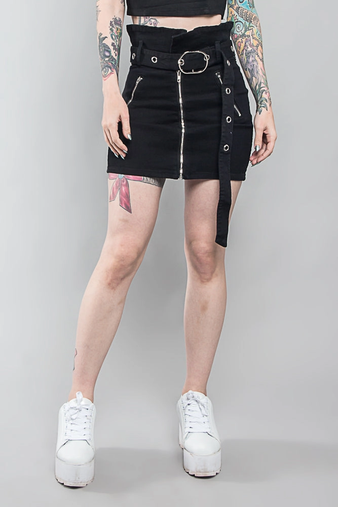 MultiPocket Daywear Zippered Skirt with Buckle