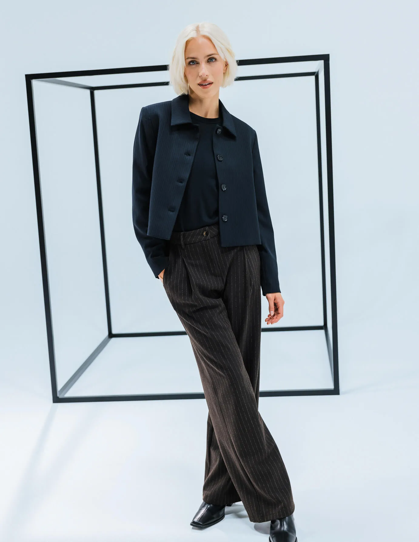 Serene Pants Wide Walnut Herringbone Hygienic Coating