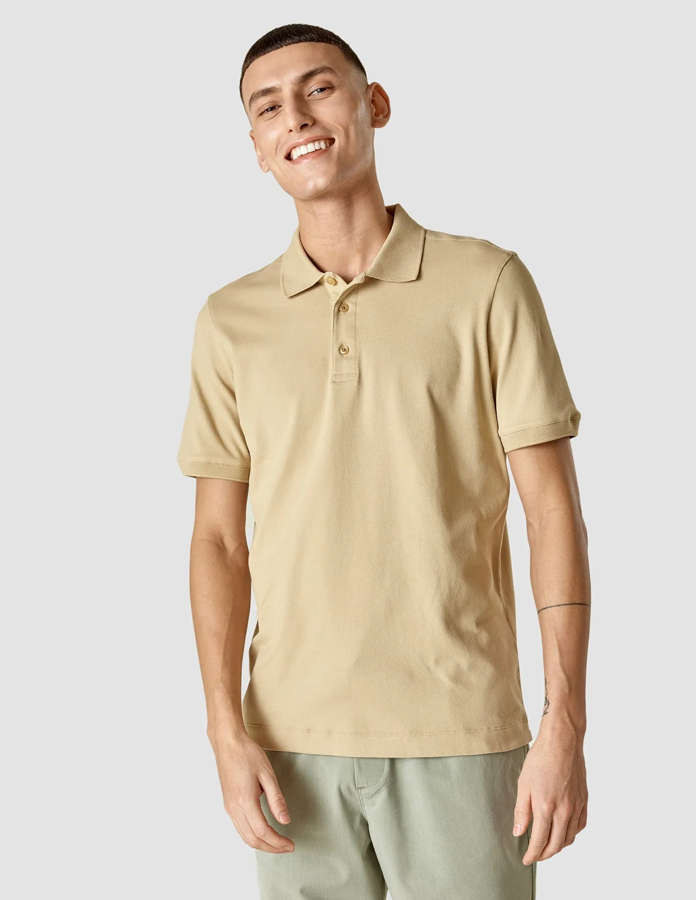 Fashionable Piece Piquet Polo Shirt Desert