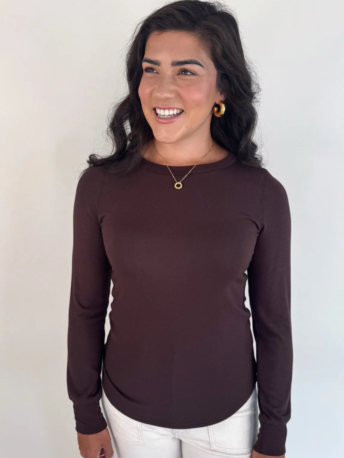 Rural related Baby shower gift Stacy Long Sleeve Top Coffee Bean