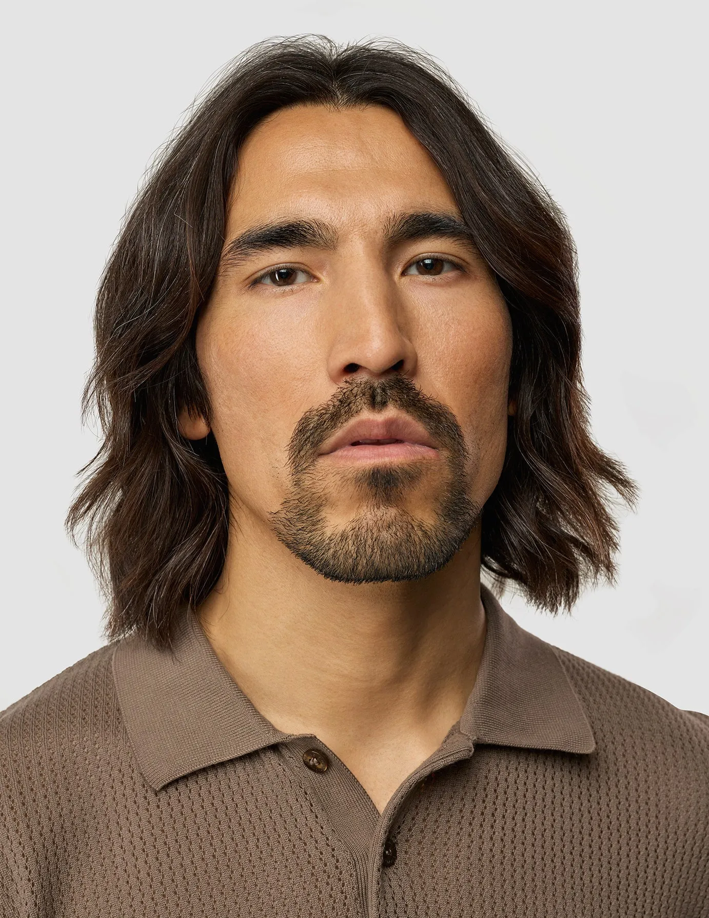 Textured Knitted Short Sleeve Polo Dark Earth Quick Dry Comfort