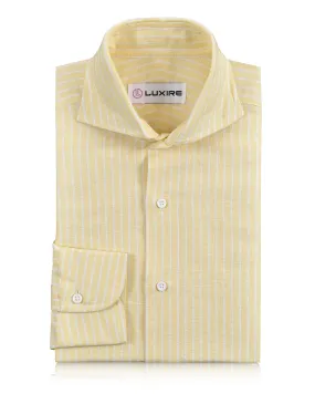 Work From Home Cotton Linen: White Pencil Stripes On Pastel Yellow