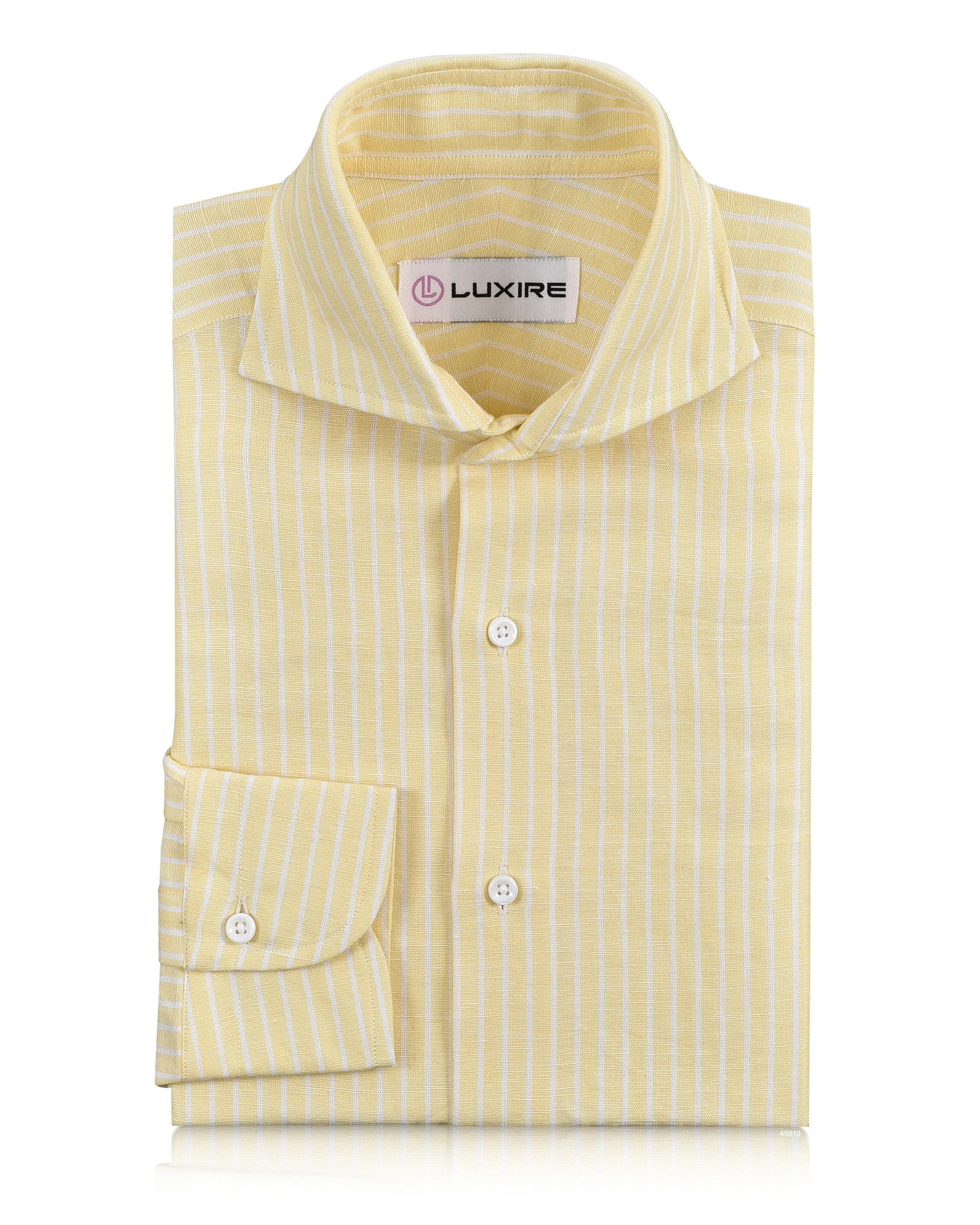 Work From Home Cotton Linen: White Pencil Stripes On Pastel Yellow
