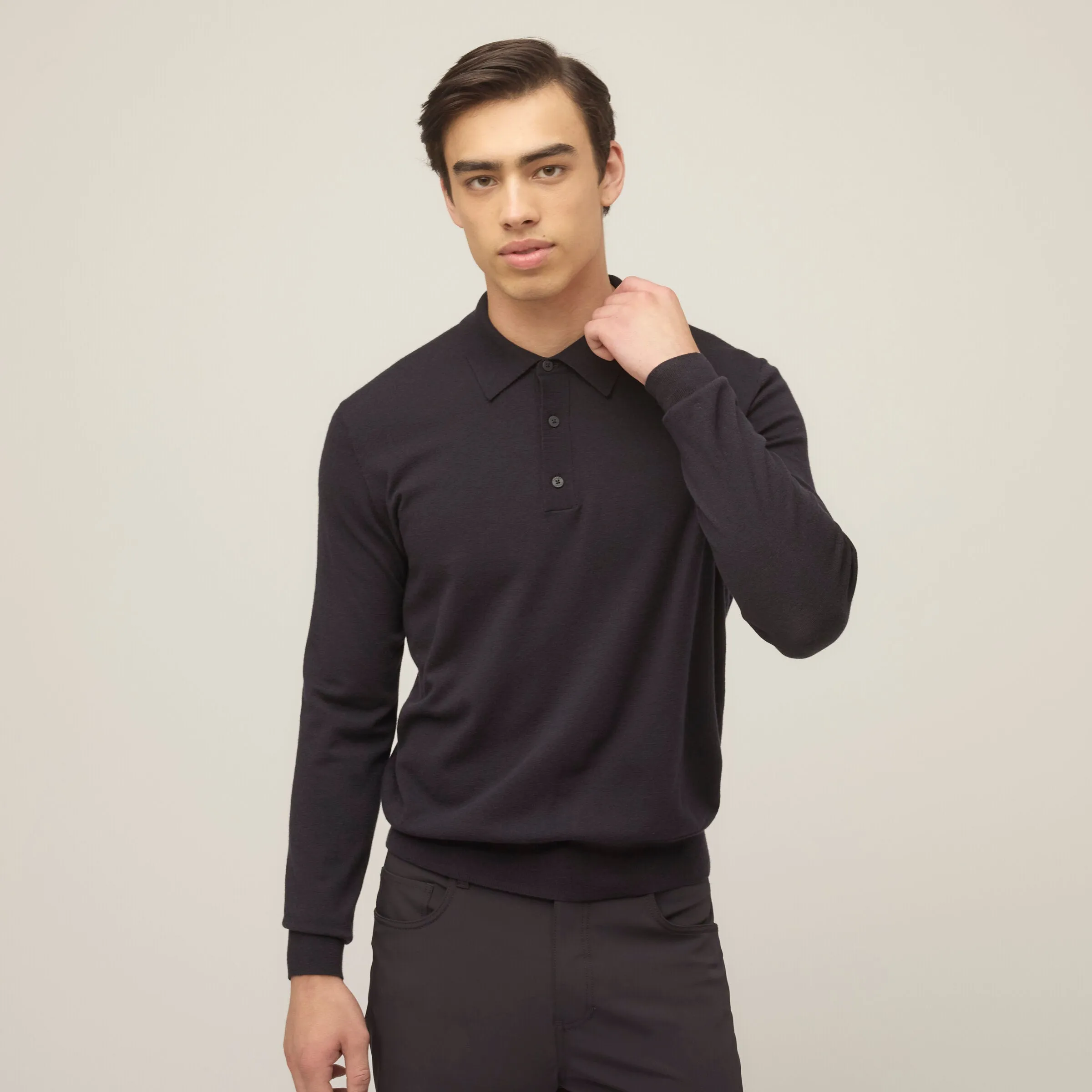 Anti Static Treatment LatticeKnit Stretch Merino Polo