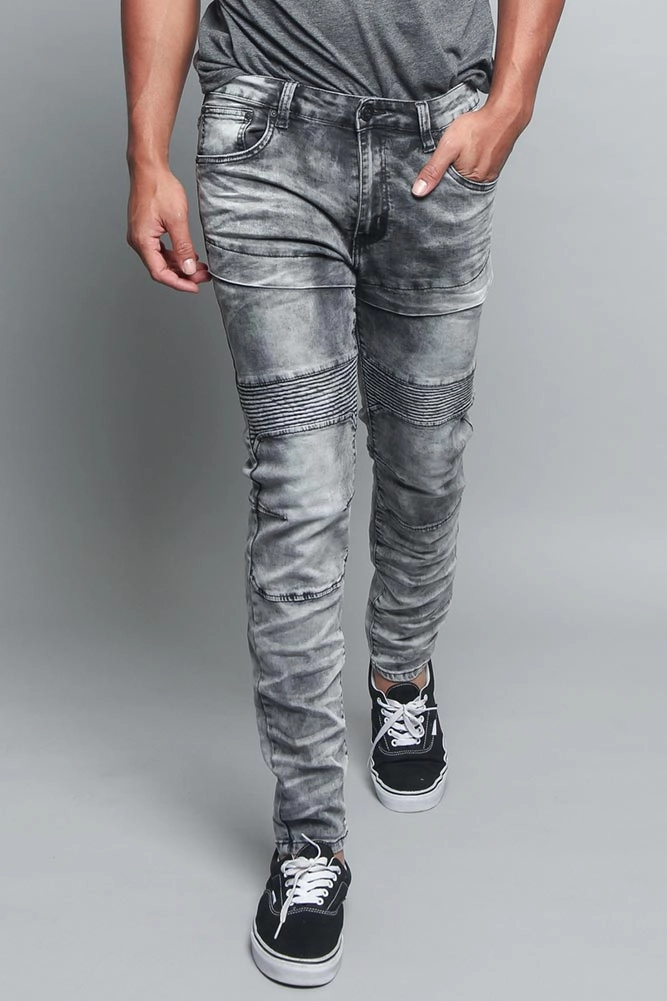 Moto Biker Denim Jeans OdorResistantTreatment