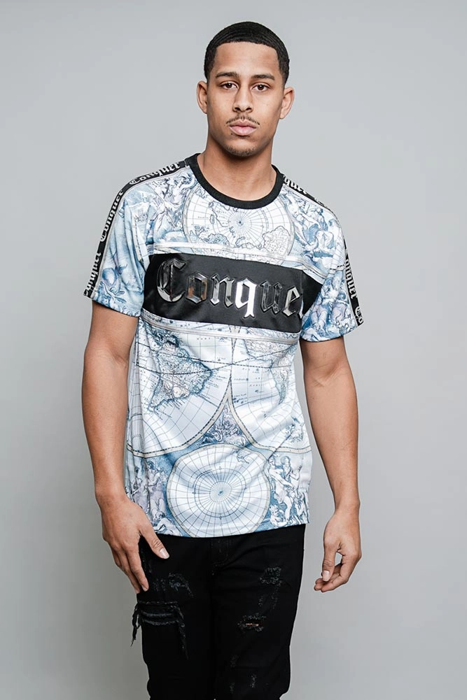 Casual Style Flexible Hemline World Conquer T-Shirt