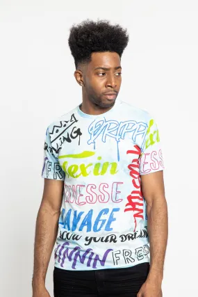 Tie Dye Graffiti T-Shirt OversizedSilhouette Sporty Top