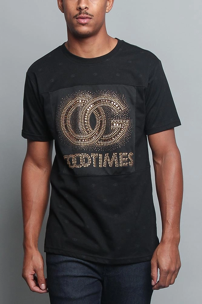 Layered Neckline Details Good Times Stone T-Shirt