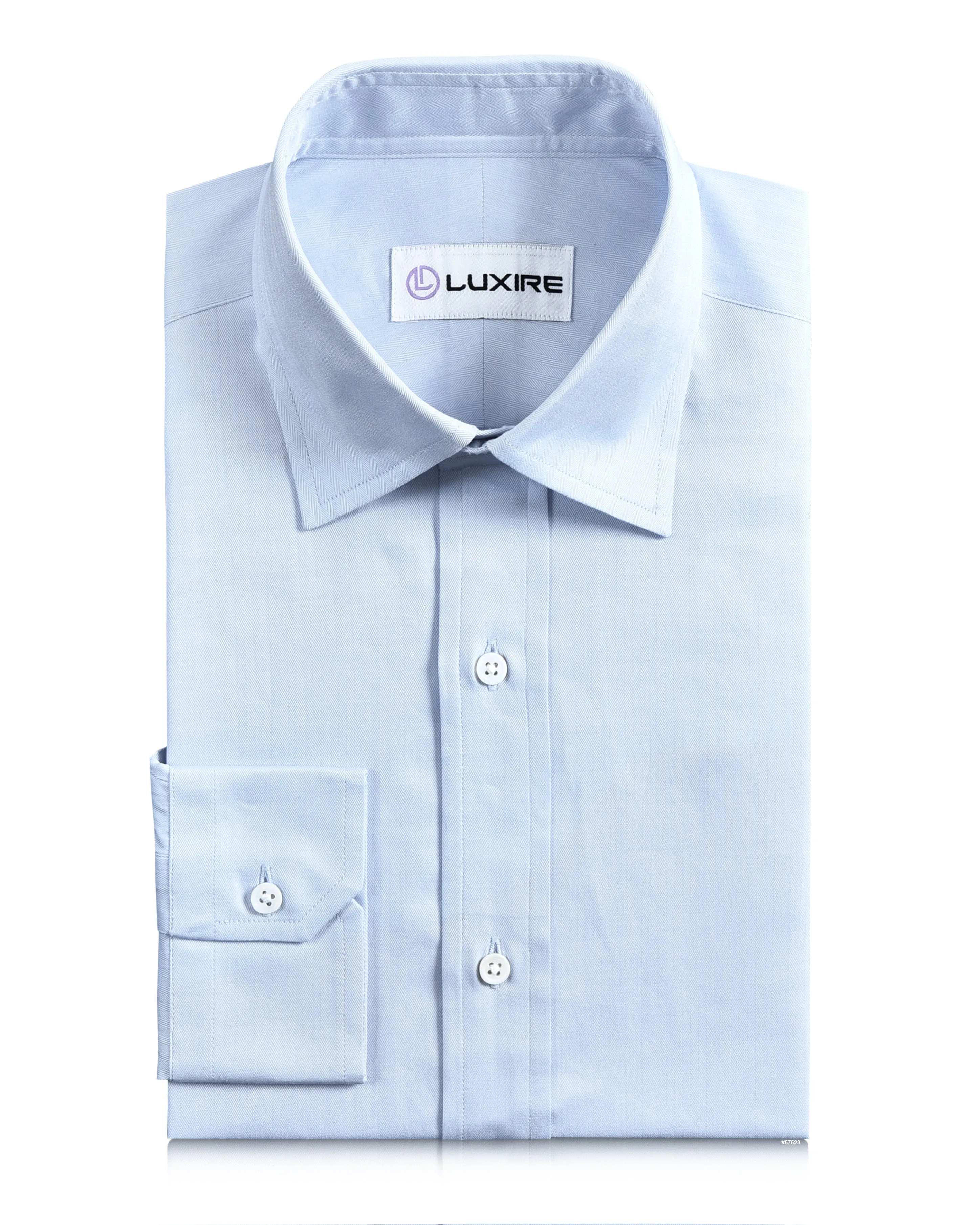 Brembana Light Blue Herringbone Shirt Ergonomic Sleeve Cut