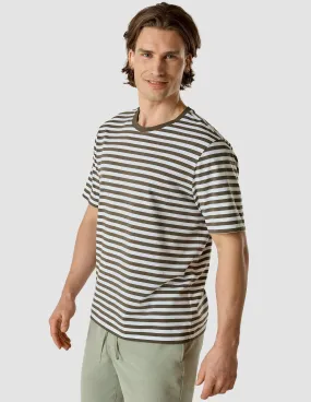 Striped Supima T-Shirt Box Fit Urban Green Elderly clothing Holiday Wear