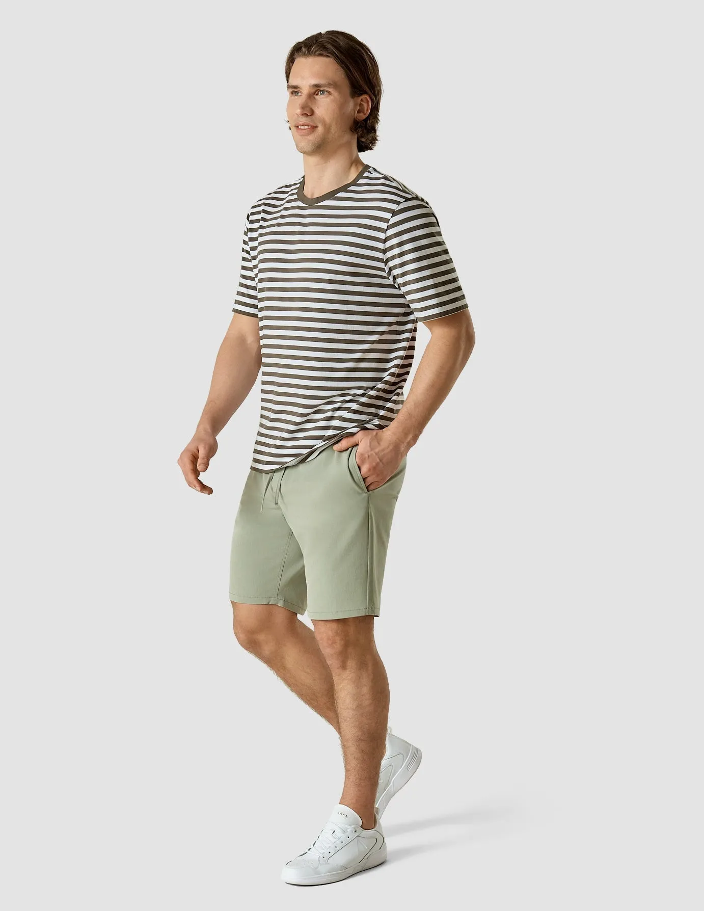 Active Trend Striped Supima T-Shirt Box Fit Urban Green
