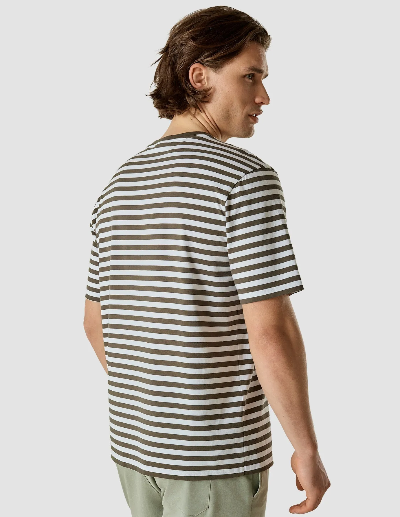 Striped Supima T-Shirt Box Fit Urban Green GarmentDyedTexture
