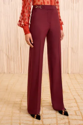Recyclable Fabric Blend Ulla Johnson Quartier Mid Rise Pants in Bordeaux