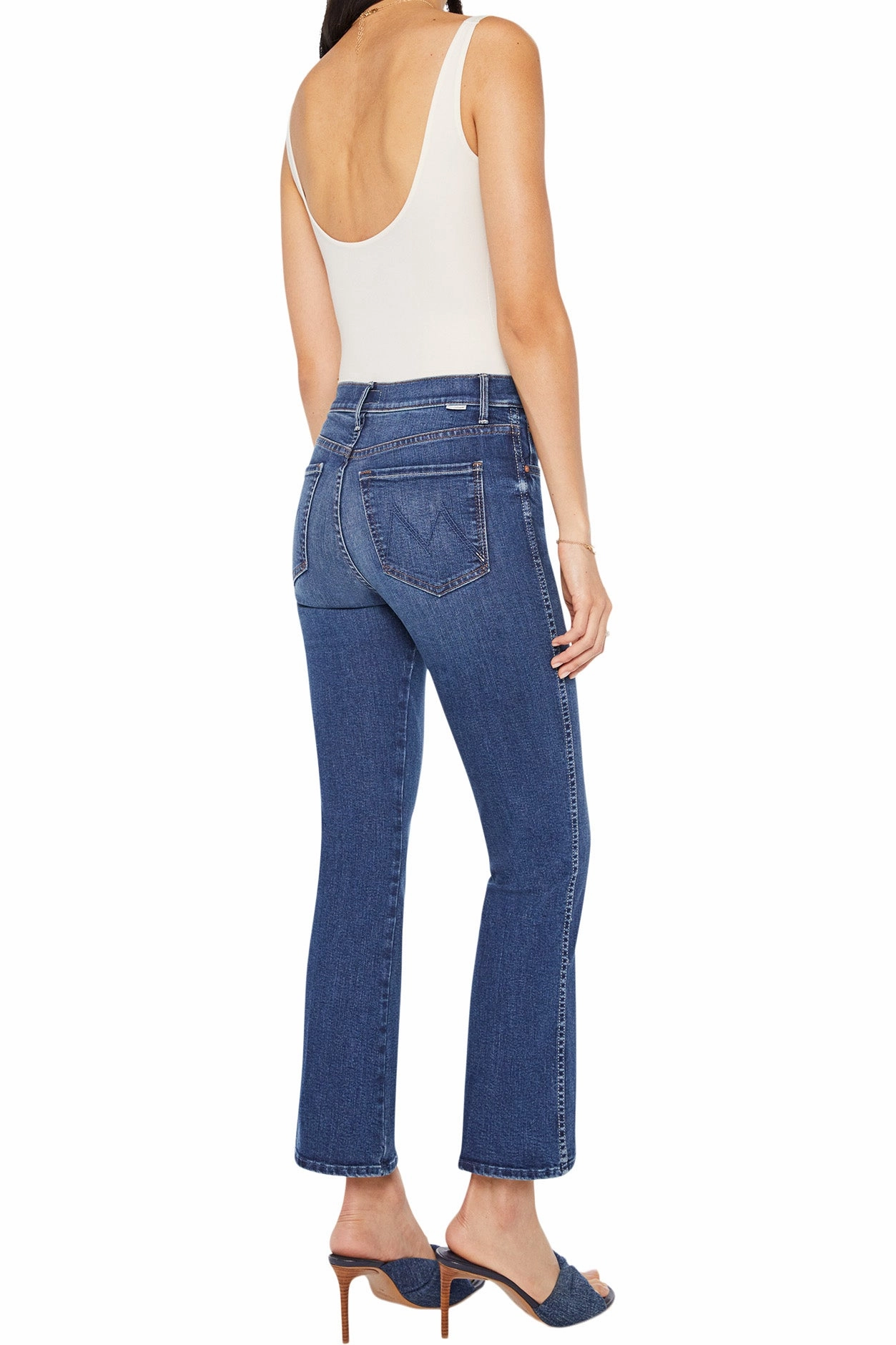 Brunch Outfit Summer Vibes Versatile MOTHER Denim Mid Rise Smokin Double Flood in Start Your Engines