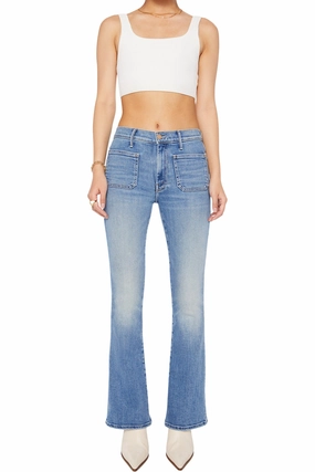 MOTHER Denim Lil' Patch Pocket Weekender in Poppin Wheelies Teen Outfit Elegant Contemporary Waist