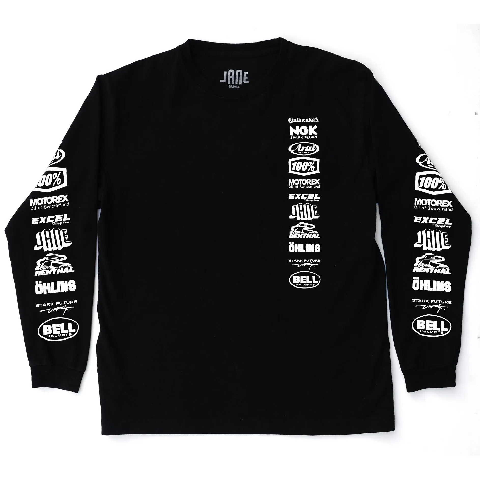 SPONSOR LONG SLEEVED T-SHIRT-Black Flexible Neckline Relaxed fit style