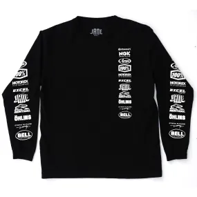 SPONSOR LONG SLEEVED T-SHIRT-Black Flexible Neckline Relaxed fit style