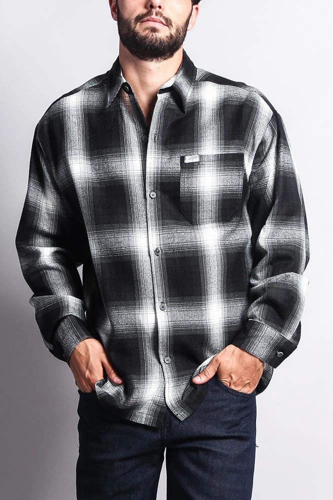 Western Casual Plaid Long Sleeve Button Up Shirt Thermal Regulation Technology