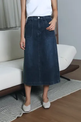 Resort Vacation Sundaze Denim Midi Skirt