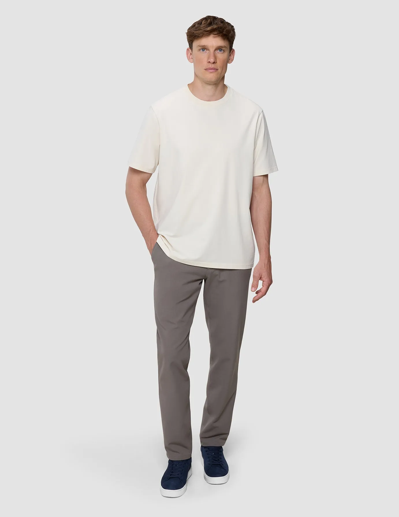 Supima T-shirt Box Fit Off White Layered Collar Trendy Comfort Fit