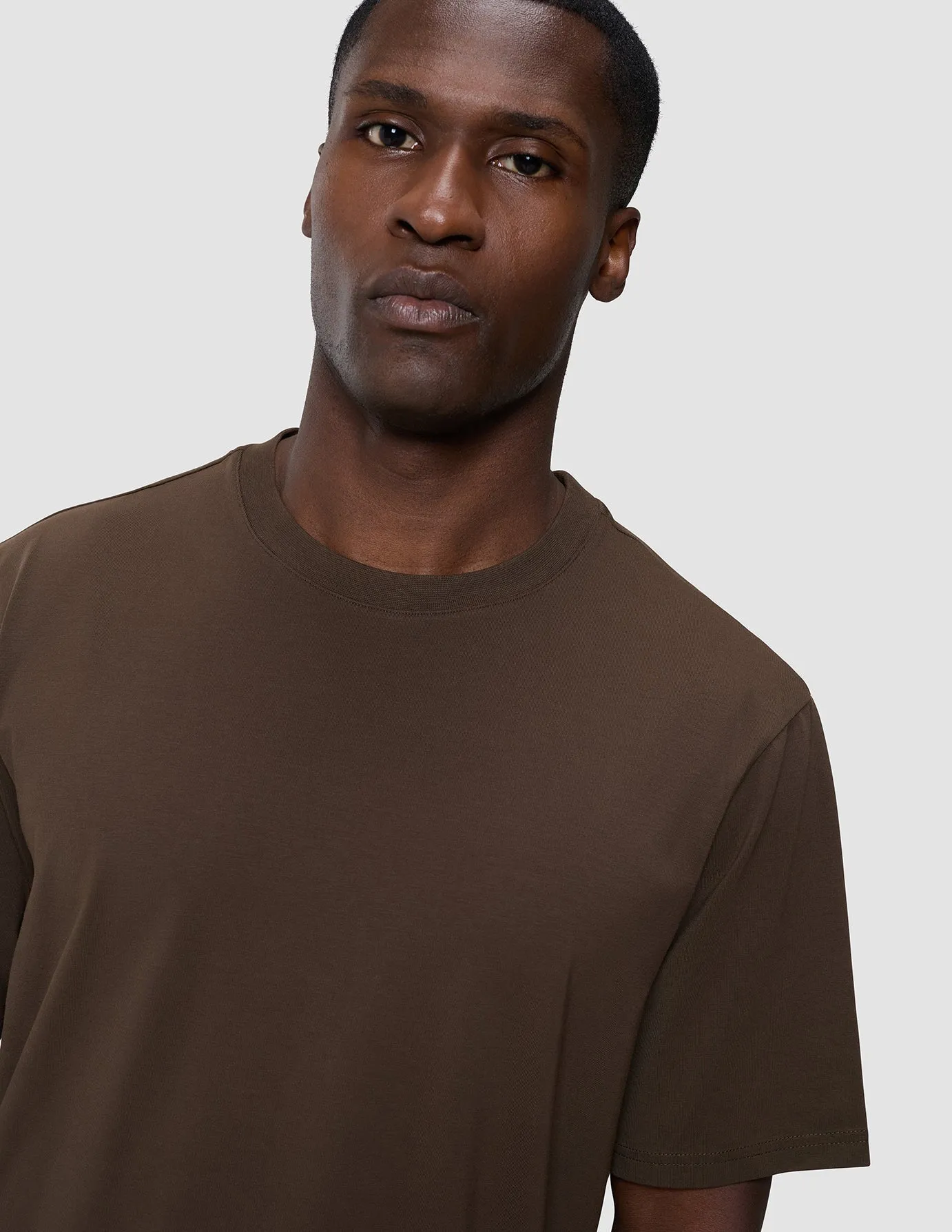 Supima T-shirt Box Fit Saddle Brown Soft & Smooth Layering Piece