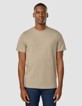 Relaxed Everyday Wear Stretch Knit Supima T-Shirt Wooden Beige