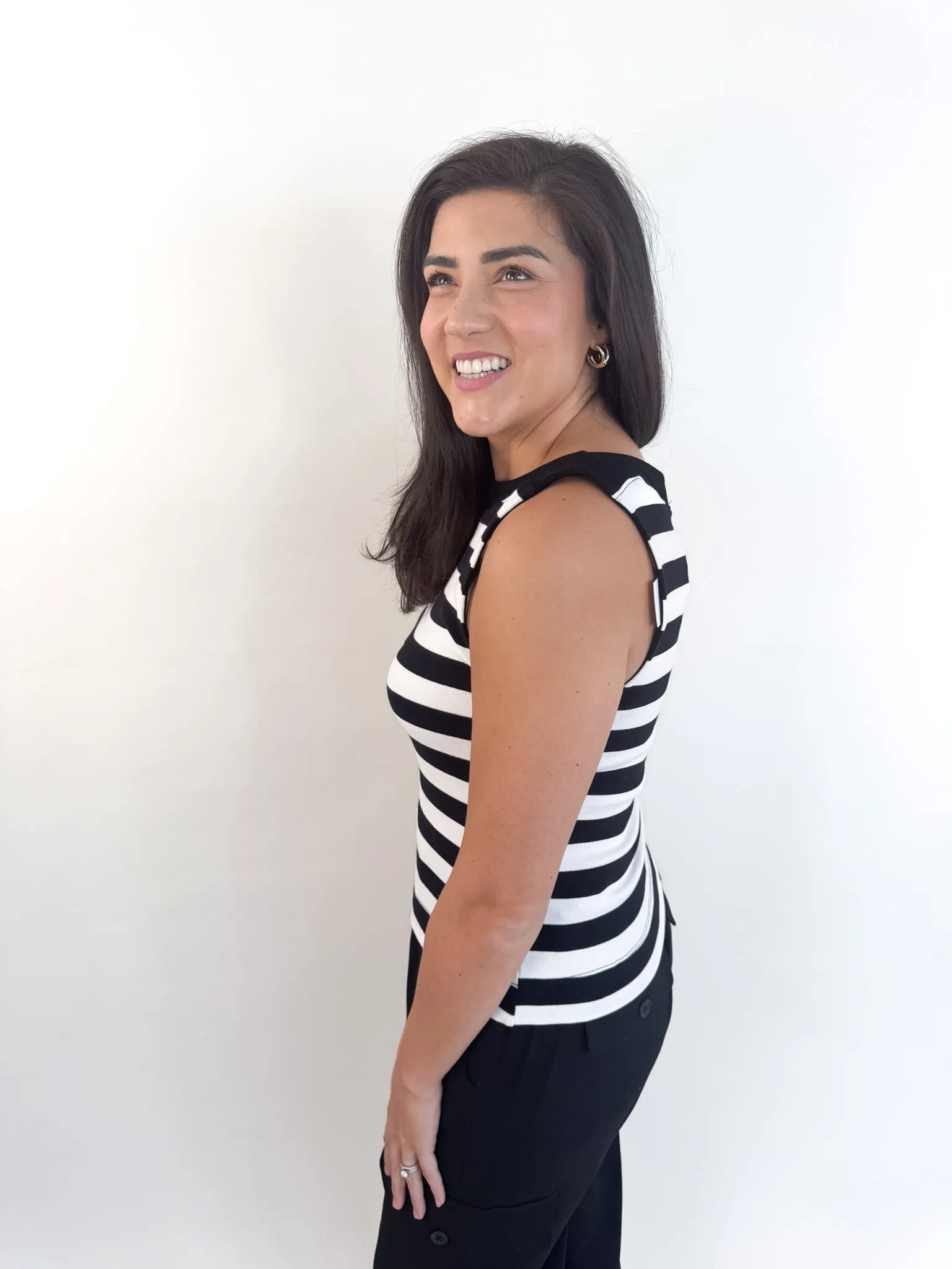 Sure Thing Boatneck Striped Tank FourWayStretch