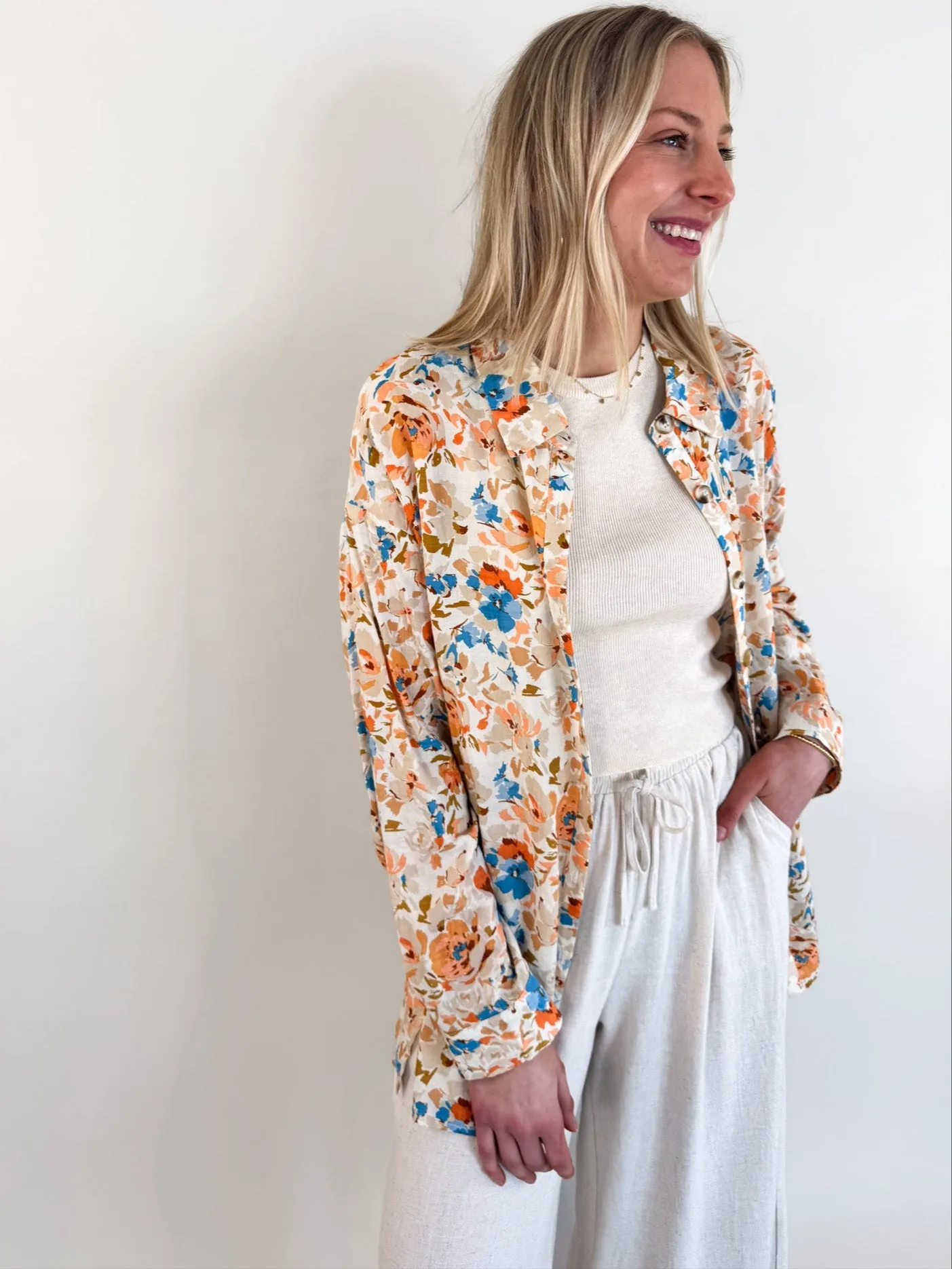 Sonoma Long Sleeve Floral Button Up Road Trip Ready