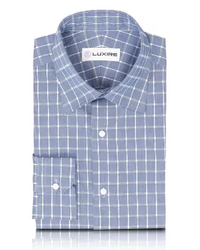 Navy Blue with White Grid Shirt Everyday Fashion Anti Pill Treatment