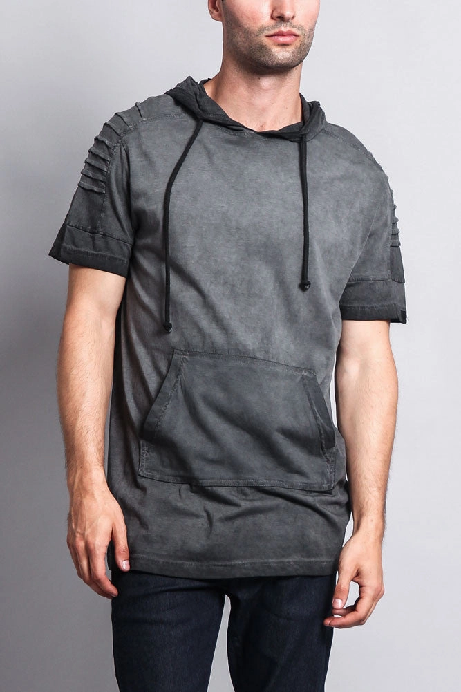 FrictionResistant Fabric Surface Dyed Hooded T-Shirt