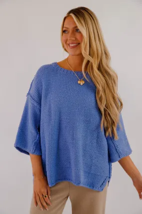 Trendy Wardrobe Cozy Wear Fit Switch In The Weather Sweater-Blue