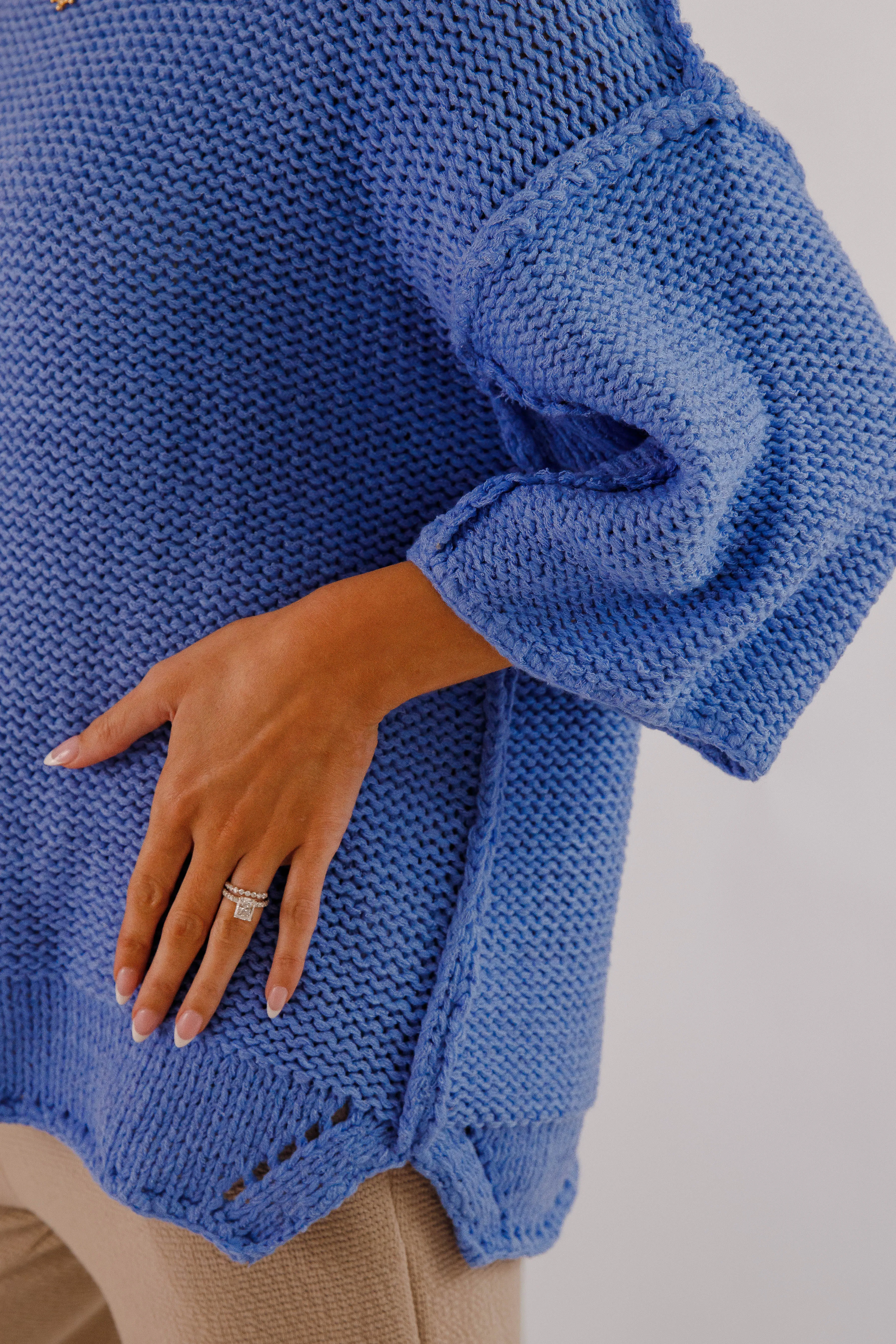 Breathable Stretch Switch In The Weather Sweater-Blue