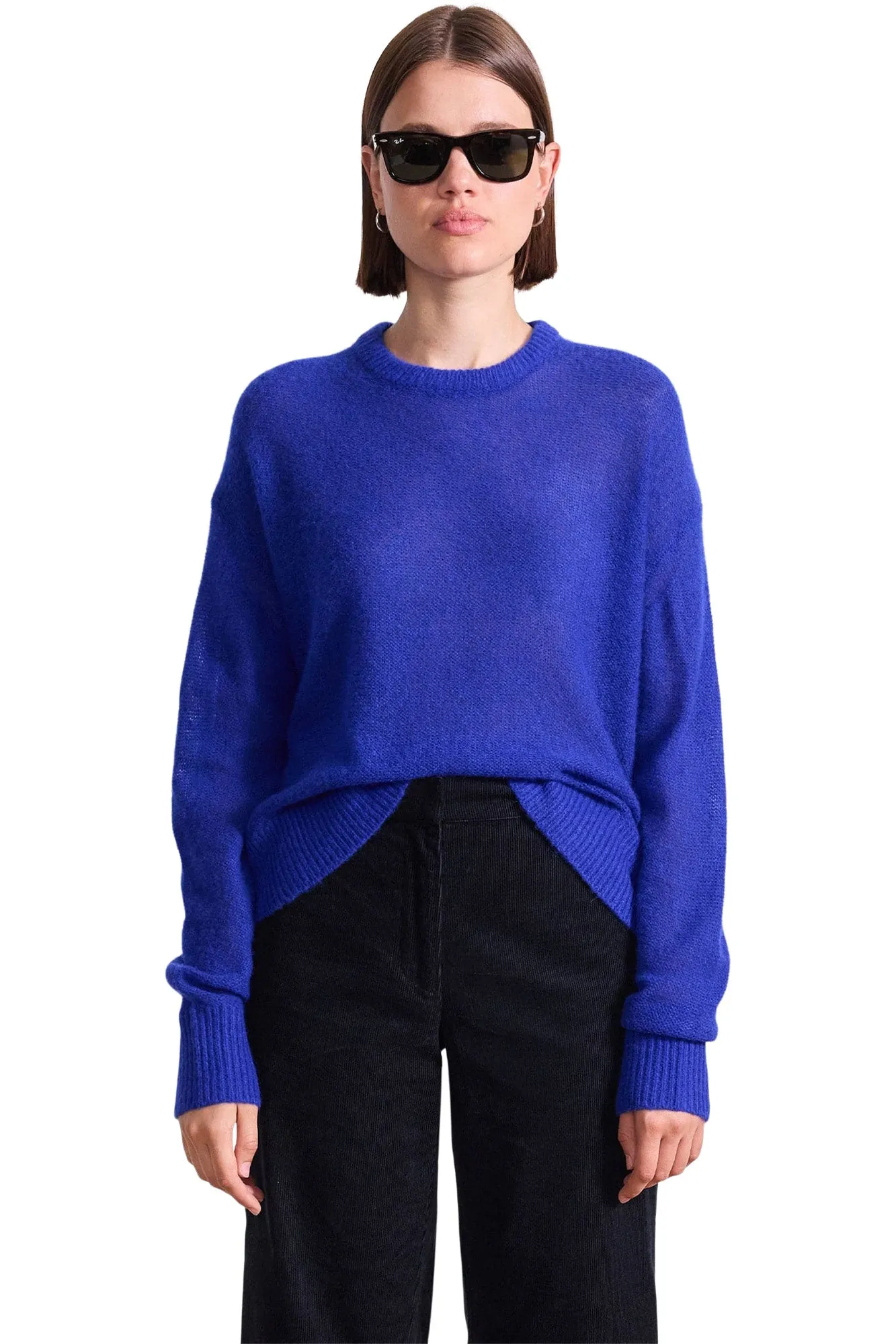 Durable Stitching stain resistant coating Apiece Apart Softest Tissue Weight Sweater in Cobalt