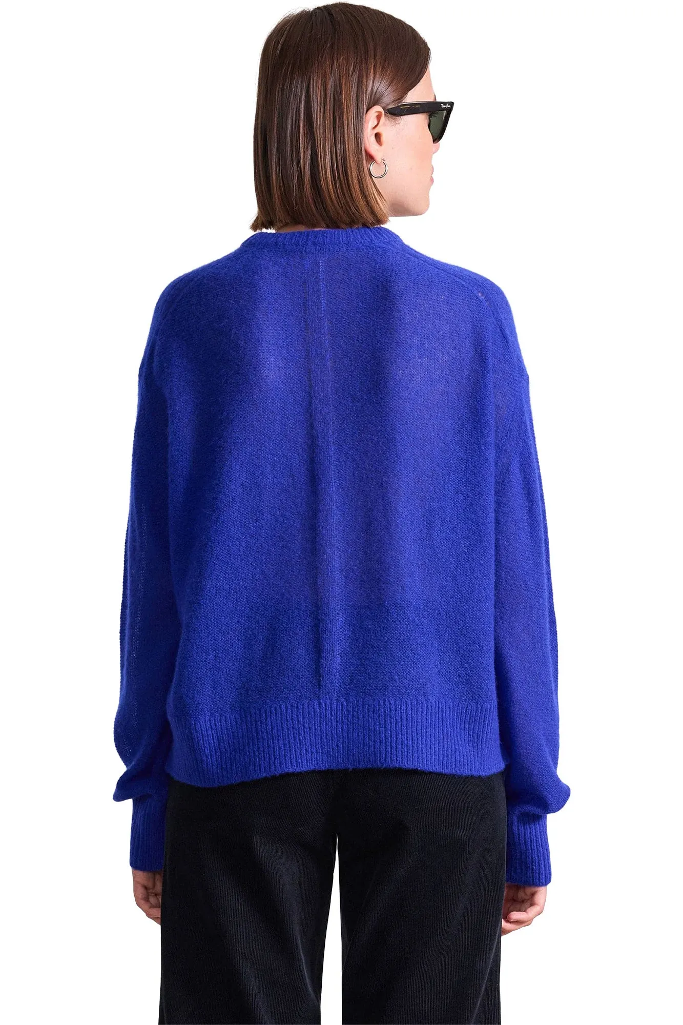 Apiece Apart Softest Tissue Weight Sweater in Cobalt Quick drying material FunctionalZipper