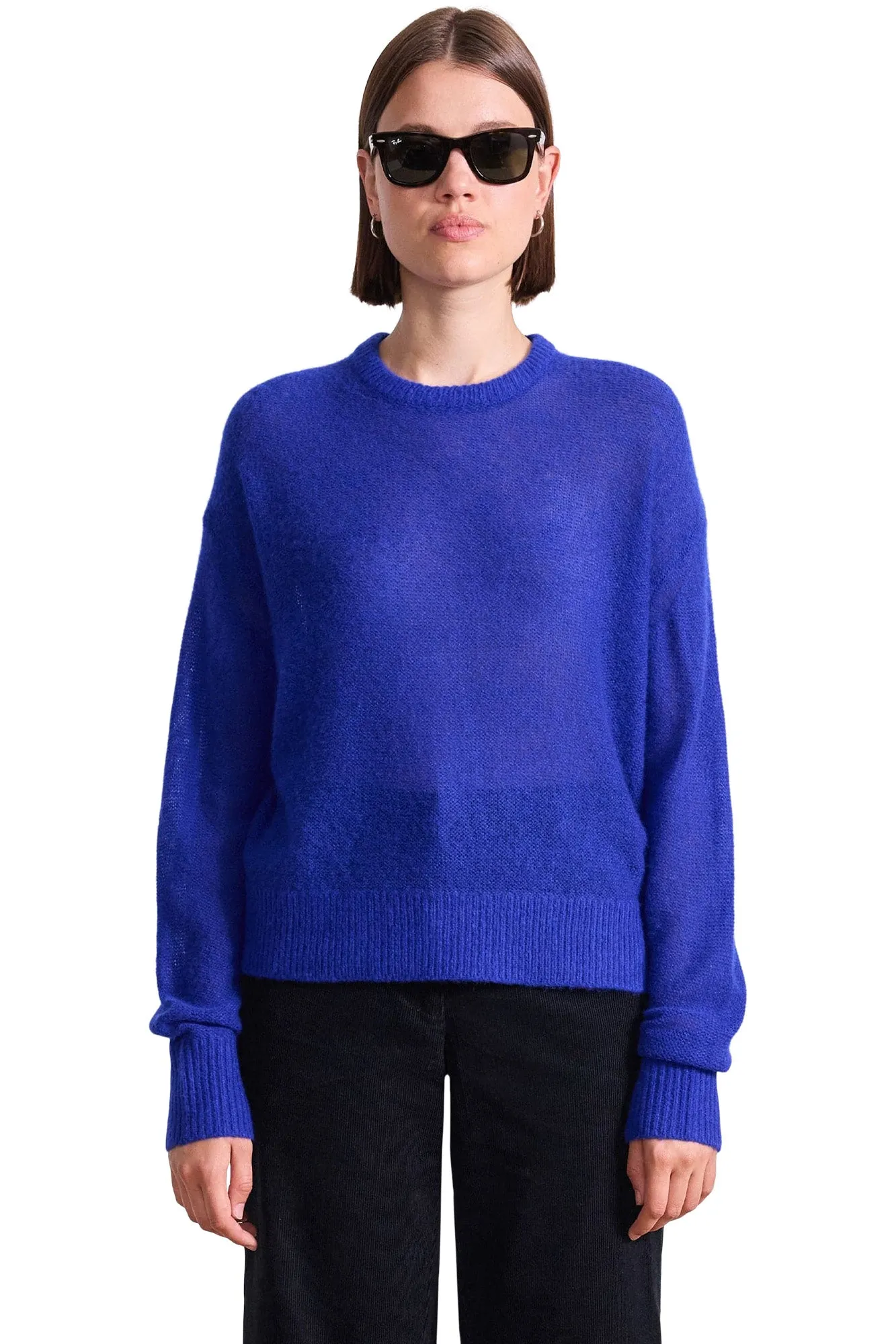 Tight Waist Timeless Layers Apiece Apart Softest Tissue Weight Sweater in Cobalt