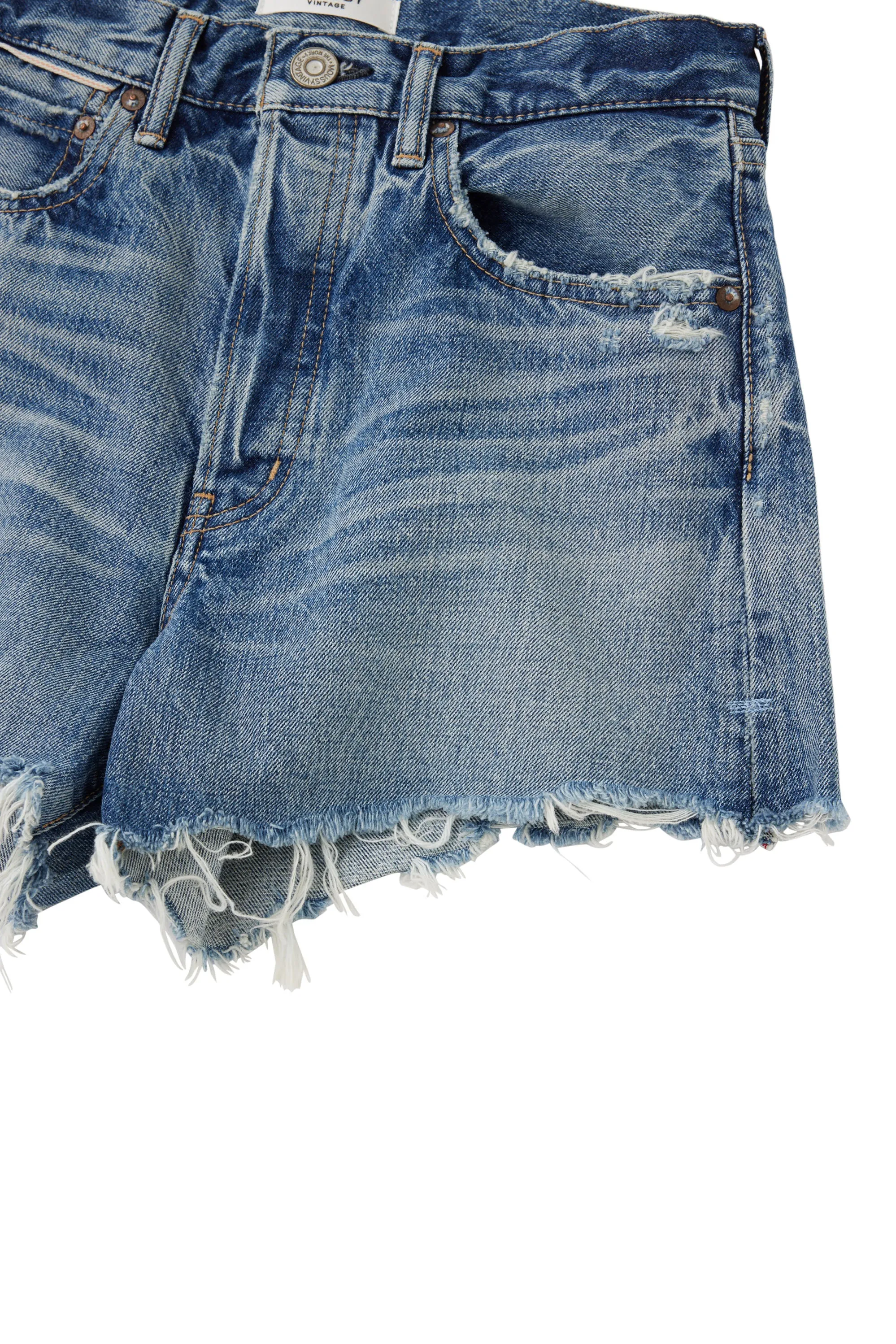 Moussy Denim Elam Shorts in Blue MoistureWickingLining