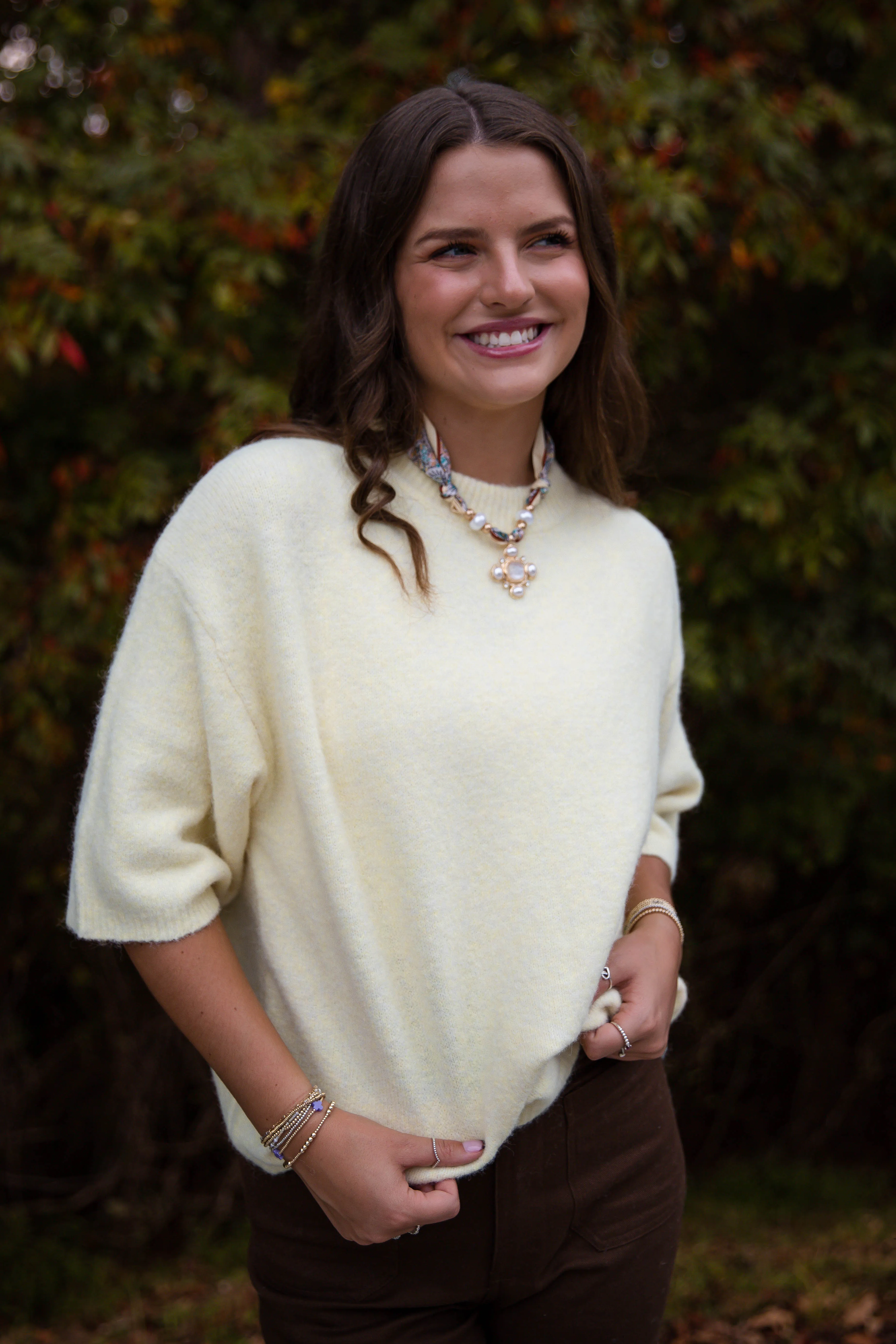 Basic Layer Cozy Knit Piece Take A Look At It Sweater-Pale Yellow